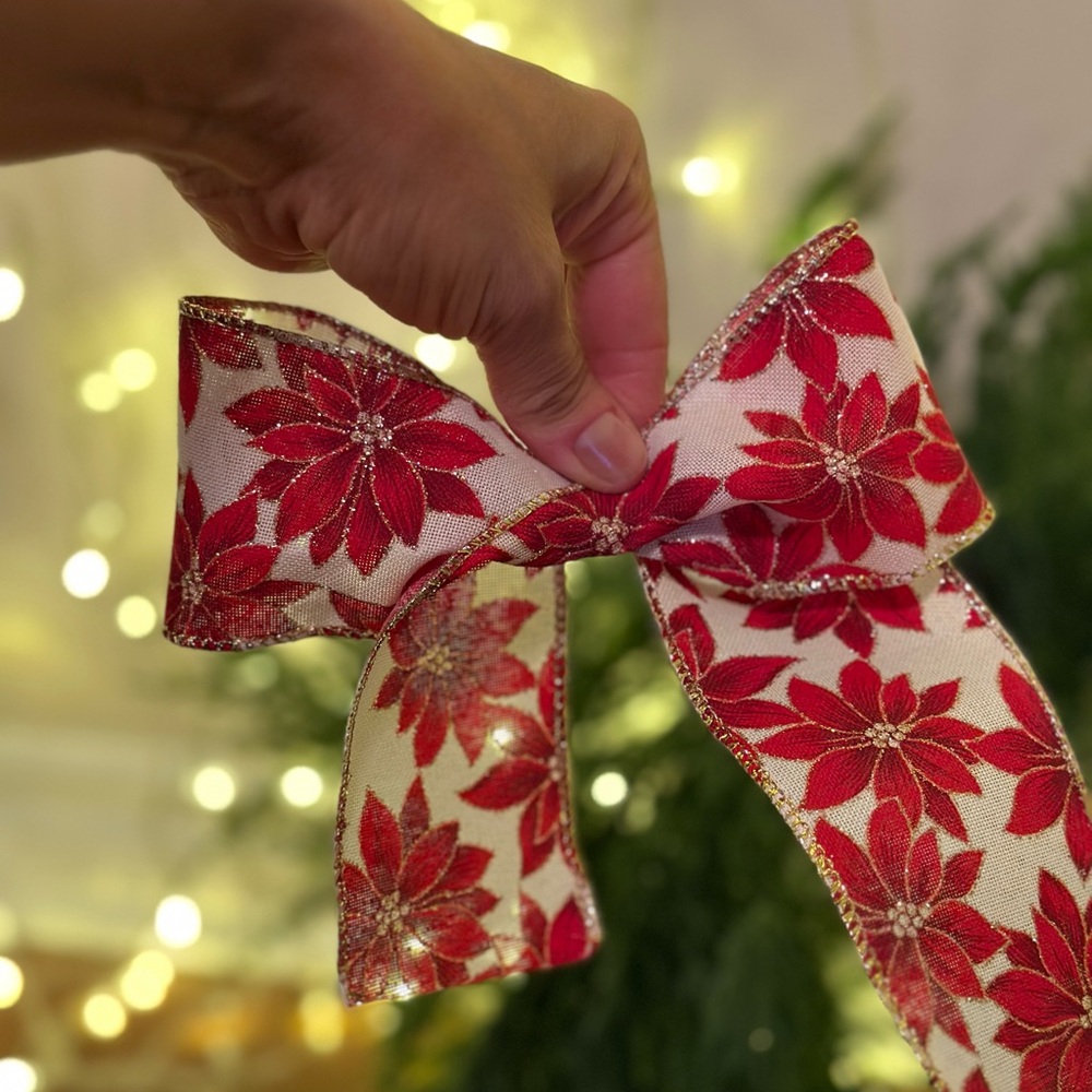 Holiday Time Red Poinsettia Bow